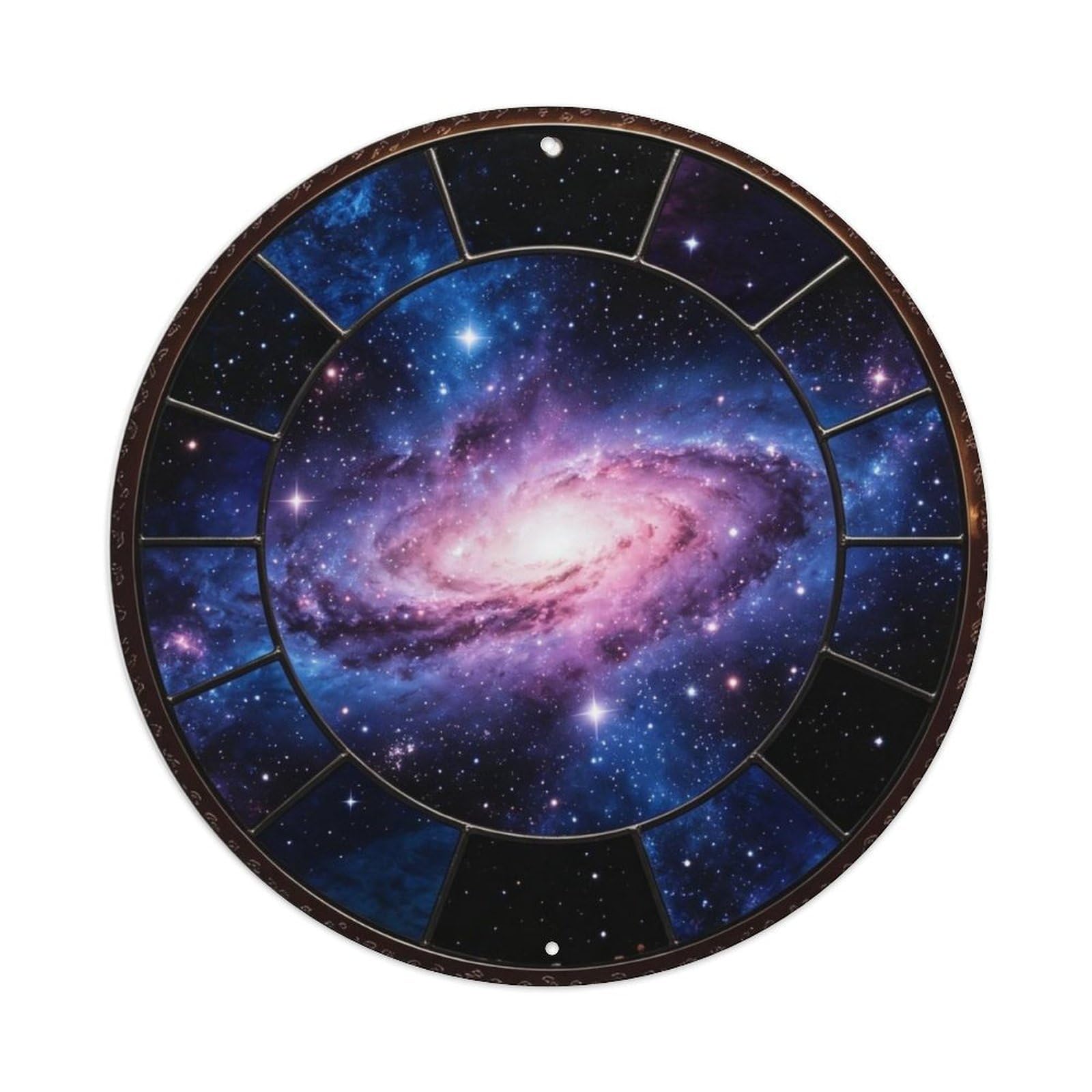 Cosmic Galaxy Nebula Stars Stained Glass Metal Tin Sign Plaque