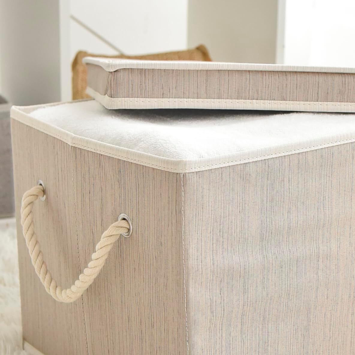 Sukkiri Pack of 2 Large Storage Bins Closet Organizer System, Sturdy Foldable Storage Boxes for Organizing Clothing, Sheets, Books - Shelf Organizer Shelves Basket Storage Bin 16.3"x 12"x 10.24"