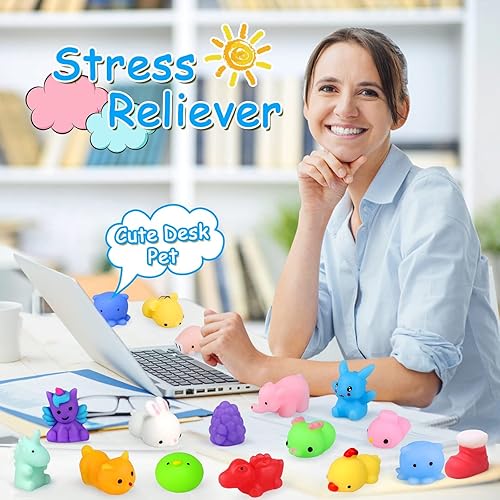 Vista 14 de 45 piezas de juguetes esponjosos Mochi Mini Squishies Kawaii Animal Squishies para niños, gato, panda, unicornio, juguetes novedosos para aliviar