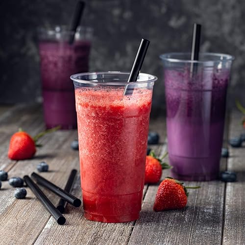 Miniatura 2 de Pajitas grandes para batidos, color negro, desechables, de boca ancha, para batidos, 9 pulgadas de alto, paquete de 100 unidades