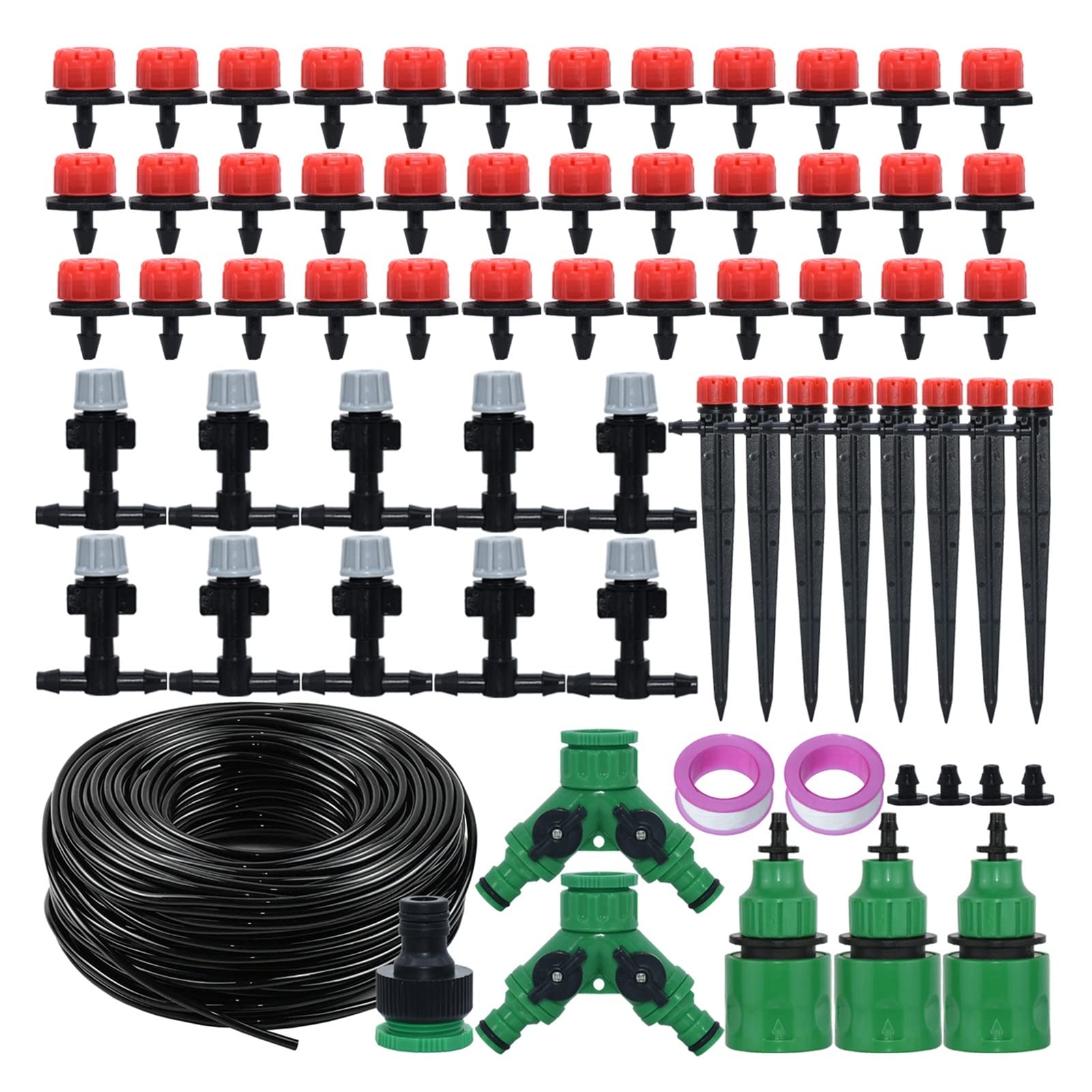 Kit de riego por goteo 5M-50M Kit de riego por goteo automático de jardín y sistema de boquillas, kit de micro gotero para invernaderos de balcón y terraza (color: KSL01-KIT112-10M)