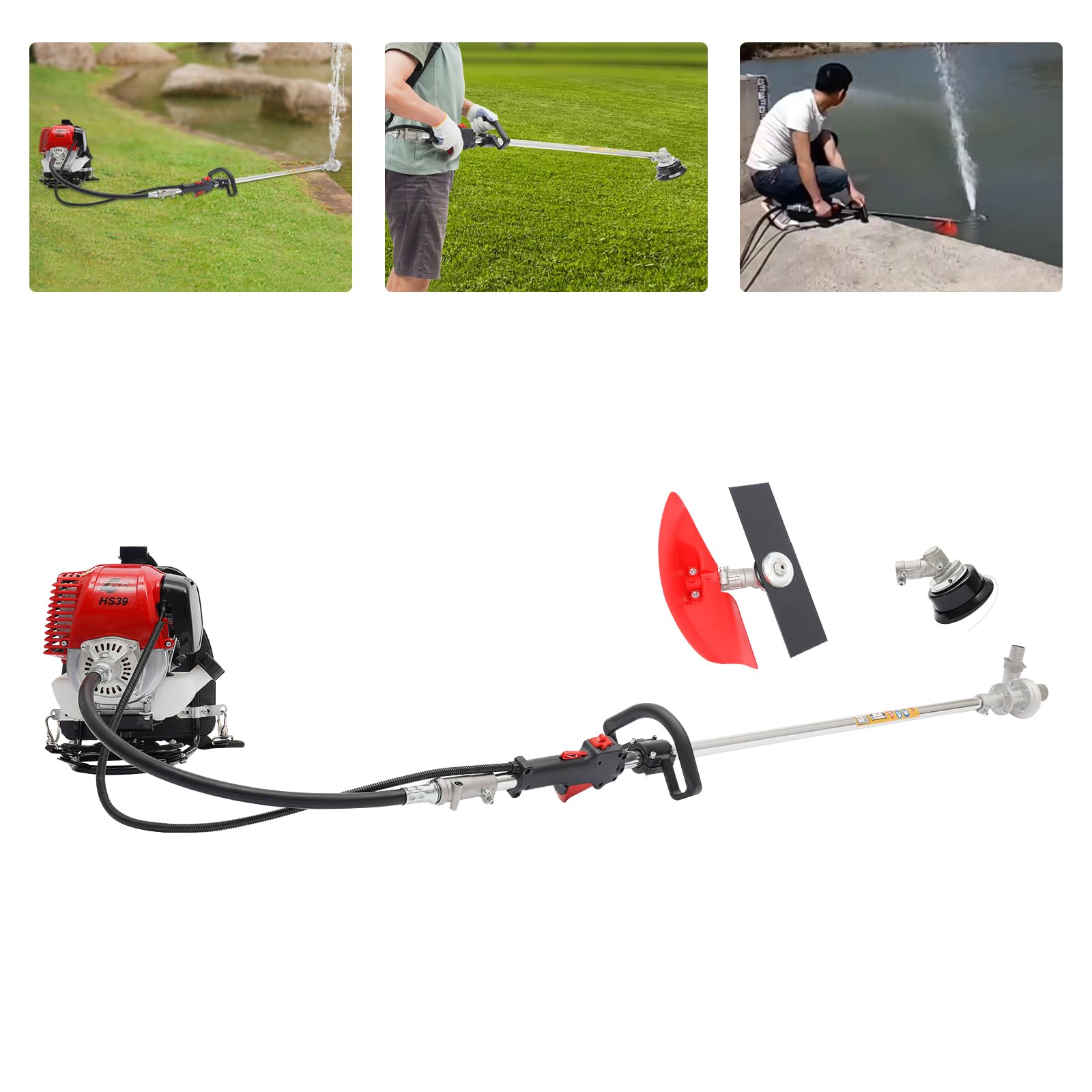 750 W, 8500 obr./min, 2 w 1, wielofunkcyjna kosa spalinowa z pompą wodną, 31 cm³, urządzenie wielofunkcyjne z tłumieniem wibracji i blokadą bezpieczeństwa, kosa do koszenia i nawadniania