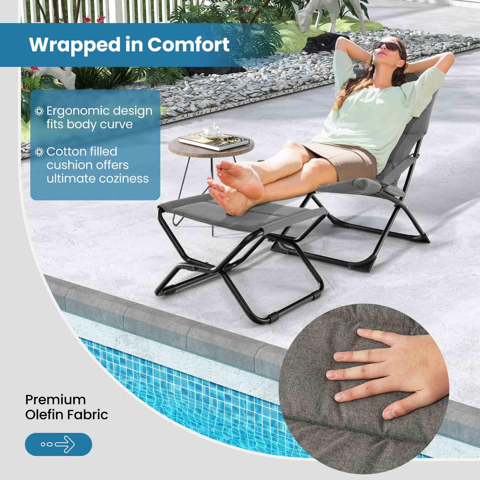 reclining sling chair with ottoman