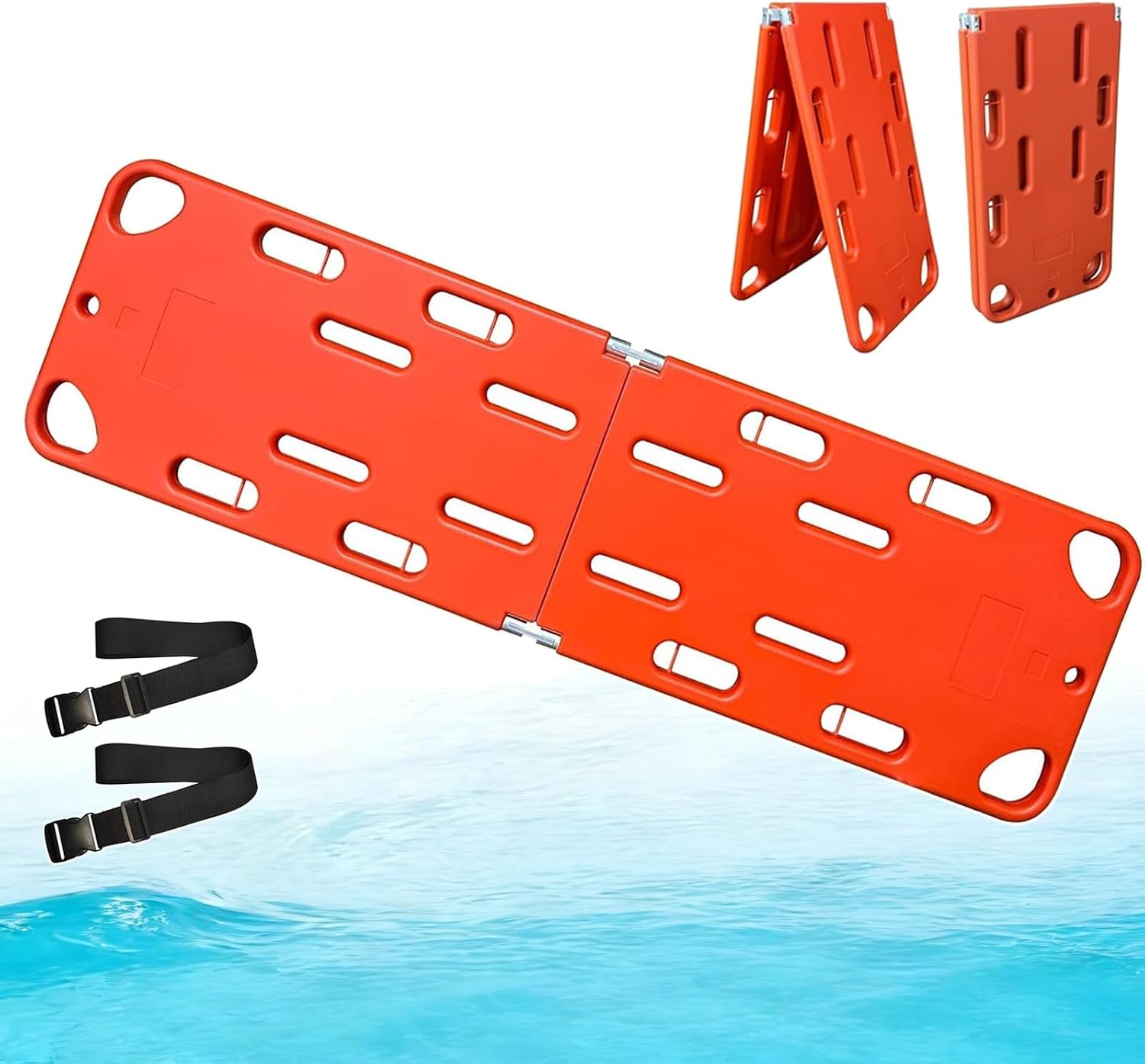Emergency Spine Stretcher Board, Foldable Backboard for First Aid, 350lbs Capacity, Waterproof Float Board with Safety Belt, Essential for Lifeguards & EMTs