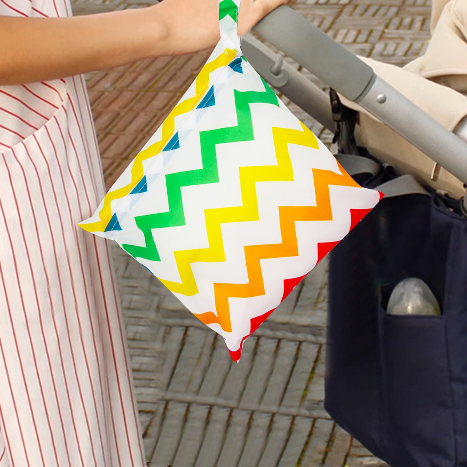 2 PCS Wetbag à Fermeture Eclair Etanche Réutilisable Lavable Double Fermeture Eclair Printing Sac à Langer pour Bébé, Sac à Couches, Sac Couches Lavables, Plage Piscine Garderie