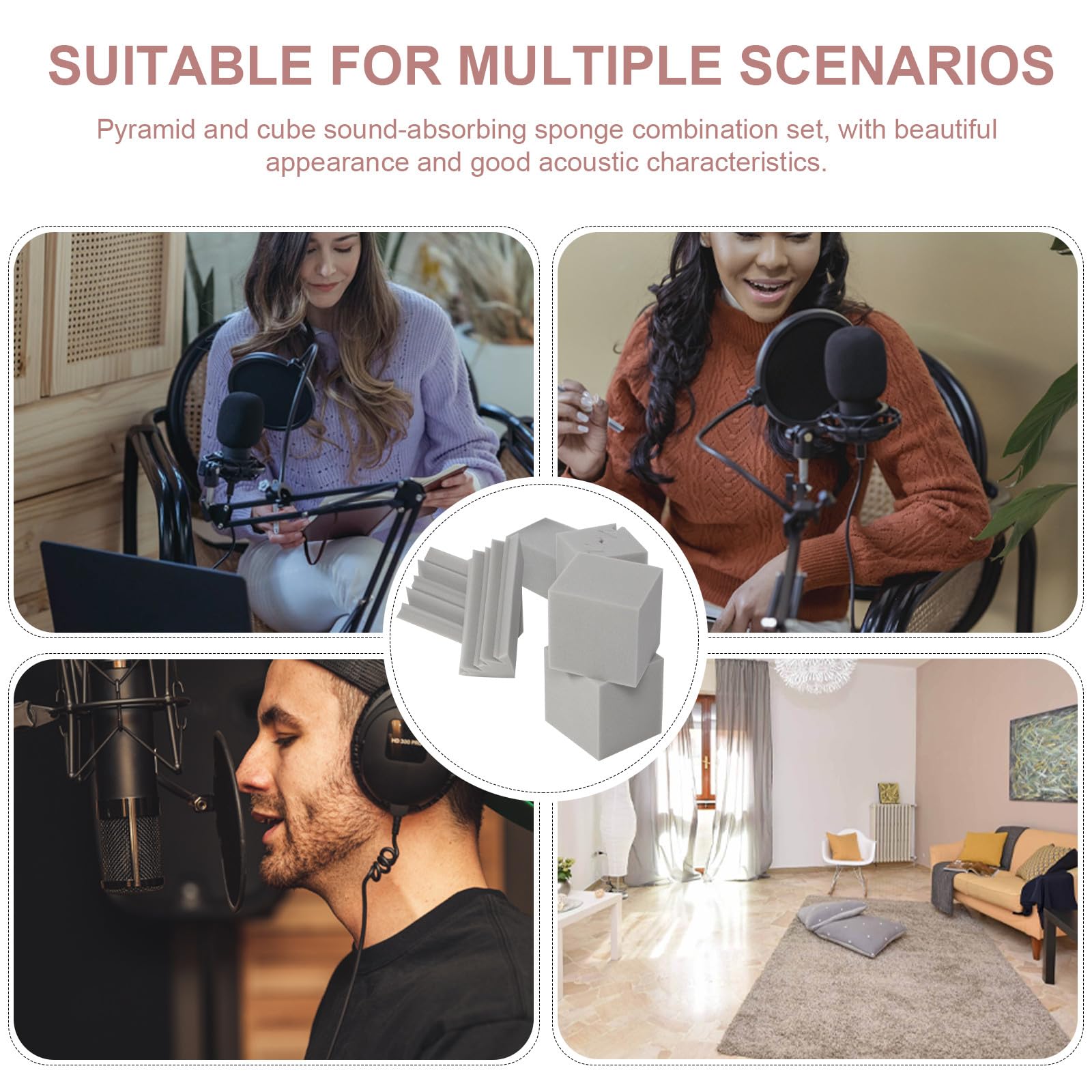 16 Stück Bassfallen aus Schallabsorbierendem Schwammwürfel für Studio mit Effektiver Schalldämmung und Feuerhemmendem Material zur Akustischen Optimierung