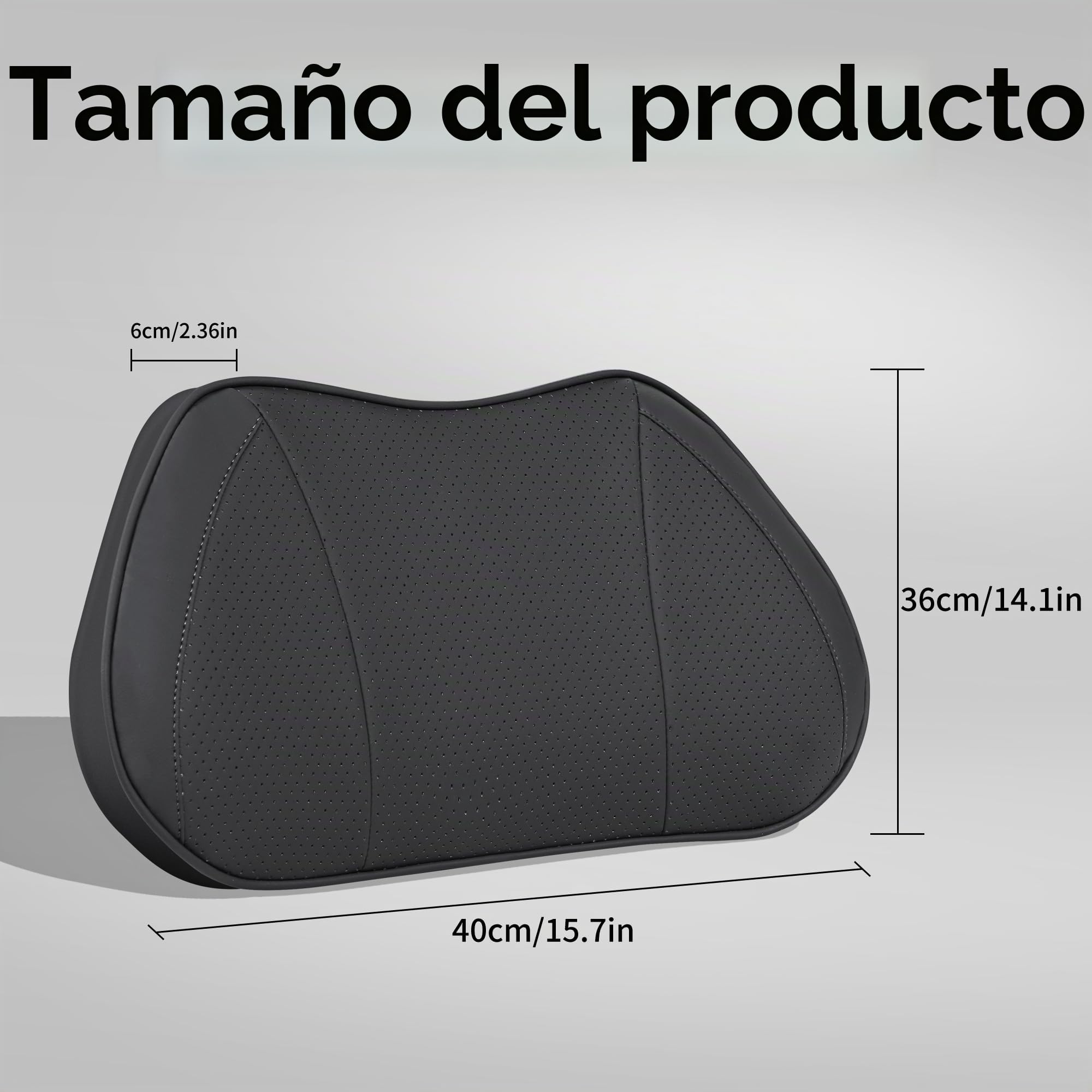 Cojín Lumbar Ergonómico para Coche, Almohada Soporte Lumbar para Silla de Oficina, Gaming y Casa, Respaldo de Espuma Viscoelástica para Asiento de Automóvil, Negro, 1 Unidad