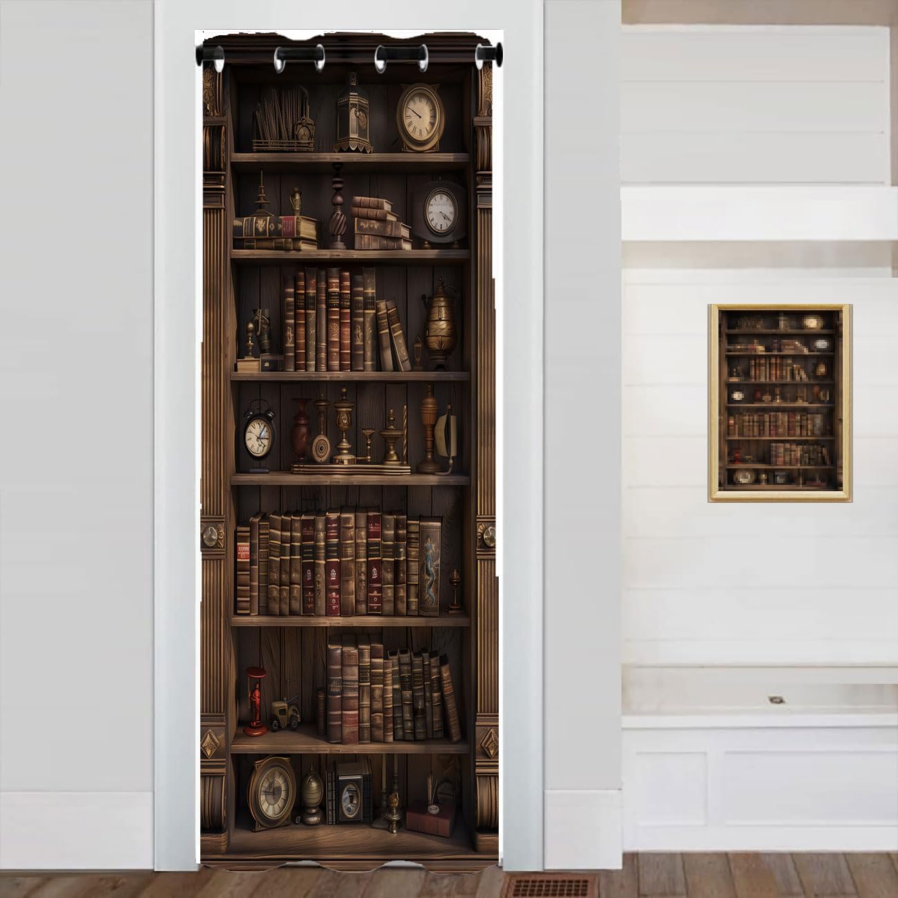 Fantasy Bookshelf Door Curtain for Doorway Privacy, Old Magical Library Bookcase Closet Door Cover Curtain for Kids Boys Girls Teens Room Decor, 1 Panel 34" W X 80" L