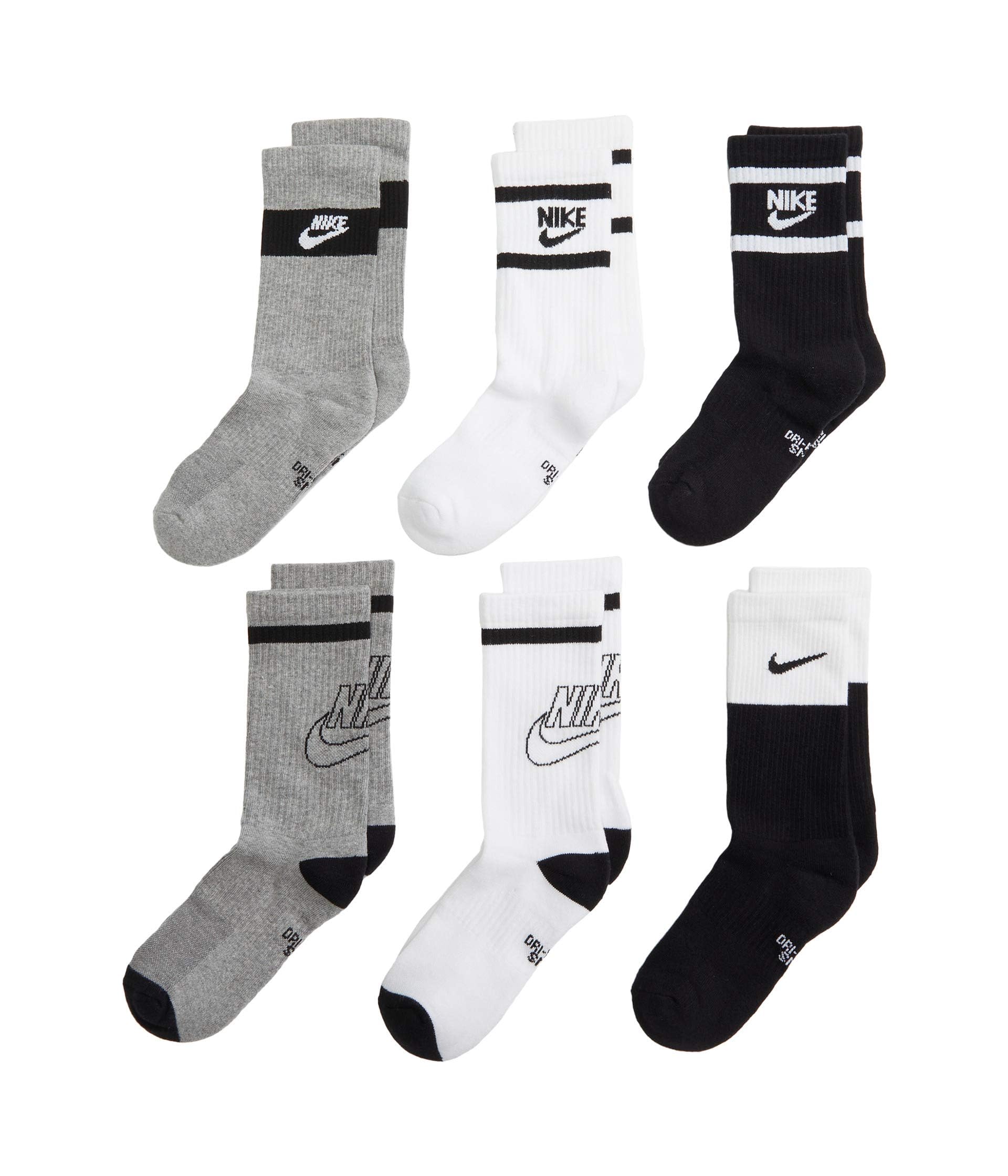 Nike Unisex Kids' Everyday Cushioned Crew Socks (6-Pack) | Boys and Girls