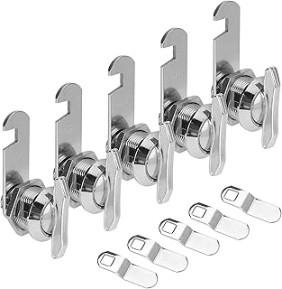 5/8 Inch Thumb Operated Offset Cam Lock, Keyless Twist Cabinet Mailbox Drawer Lock Latch, 100% Metal Replacement Lock Cylinder for RV Compartment Camper Storage Door (5 Packs)