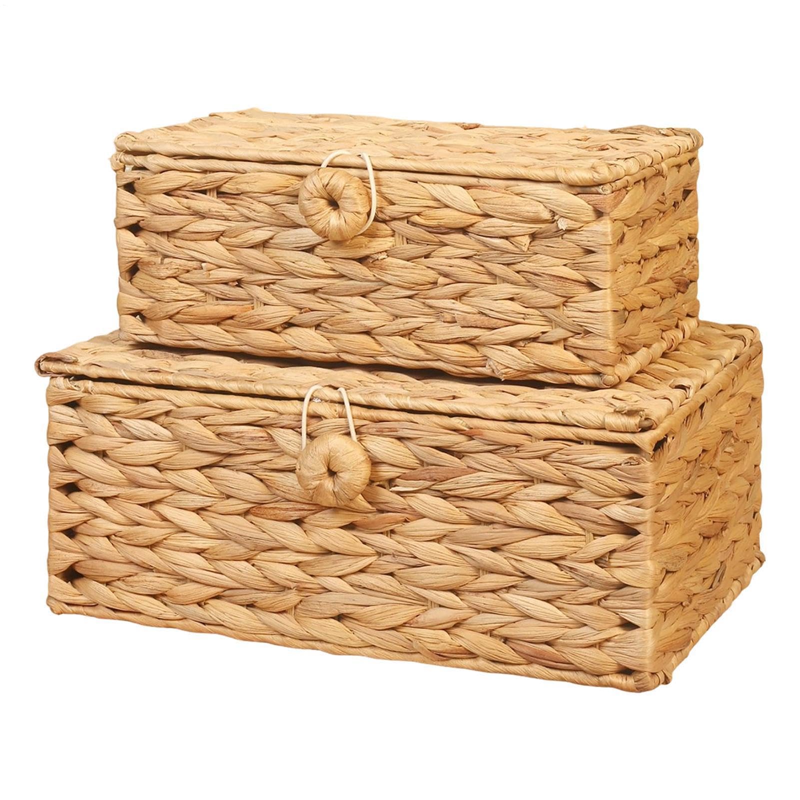 Cesta de almacenamiento de ratán, 2 unidades, estilo bohemio,