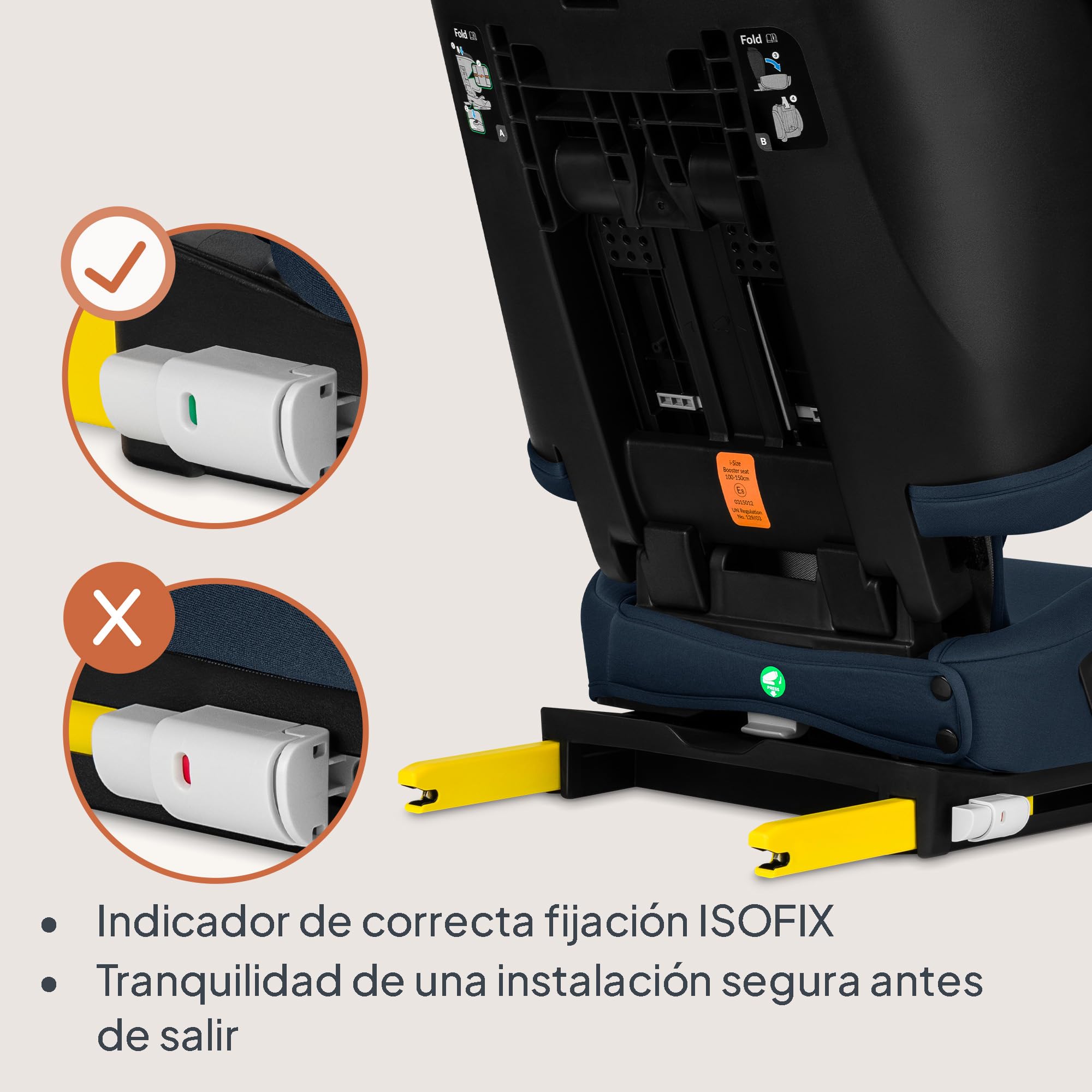 Lionelo Orin Silla Coche i-Size 100–150 cm, ISOFIX, Silla Coche Plegable y Ligera para Viaje, Reposacabezas 14 Posiciones, Respaldo Reclinable, Asiento Niños Grupo 2/3, asiento coche niños 4 años