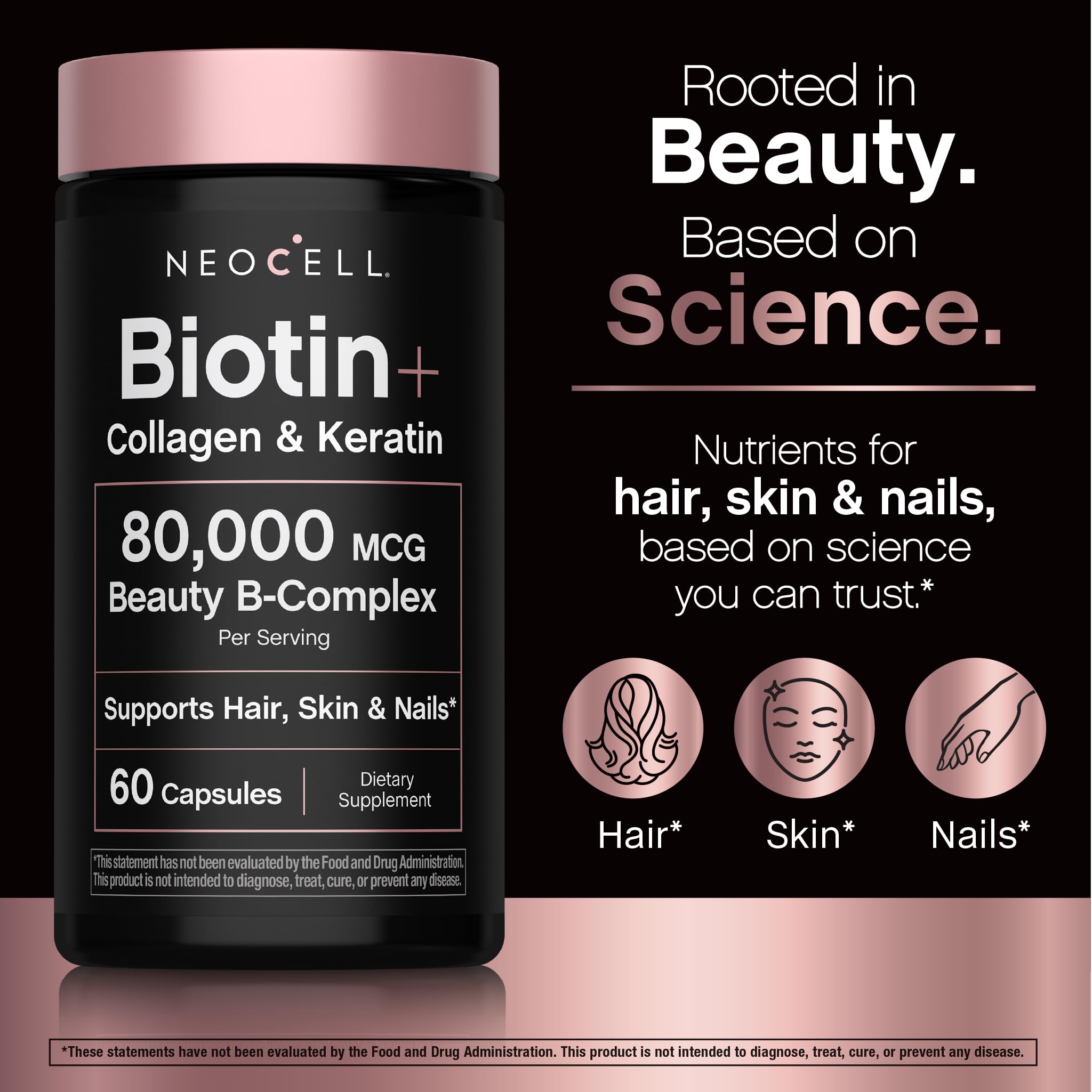 NeoCell Biotin Collagen Keratin Supplement | 80000mcg | 60 Capsules — Amazon image 6