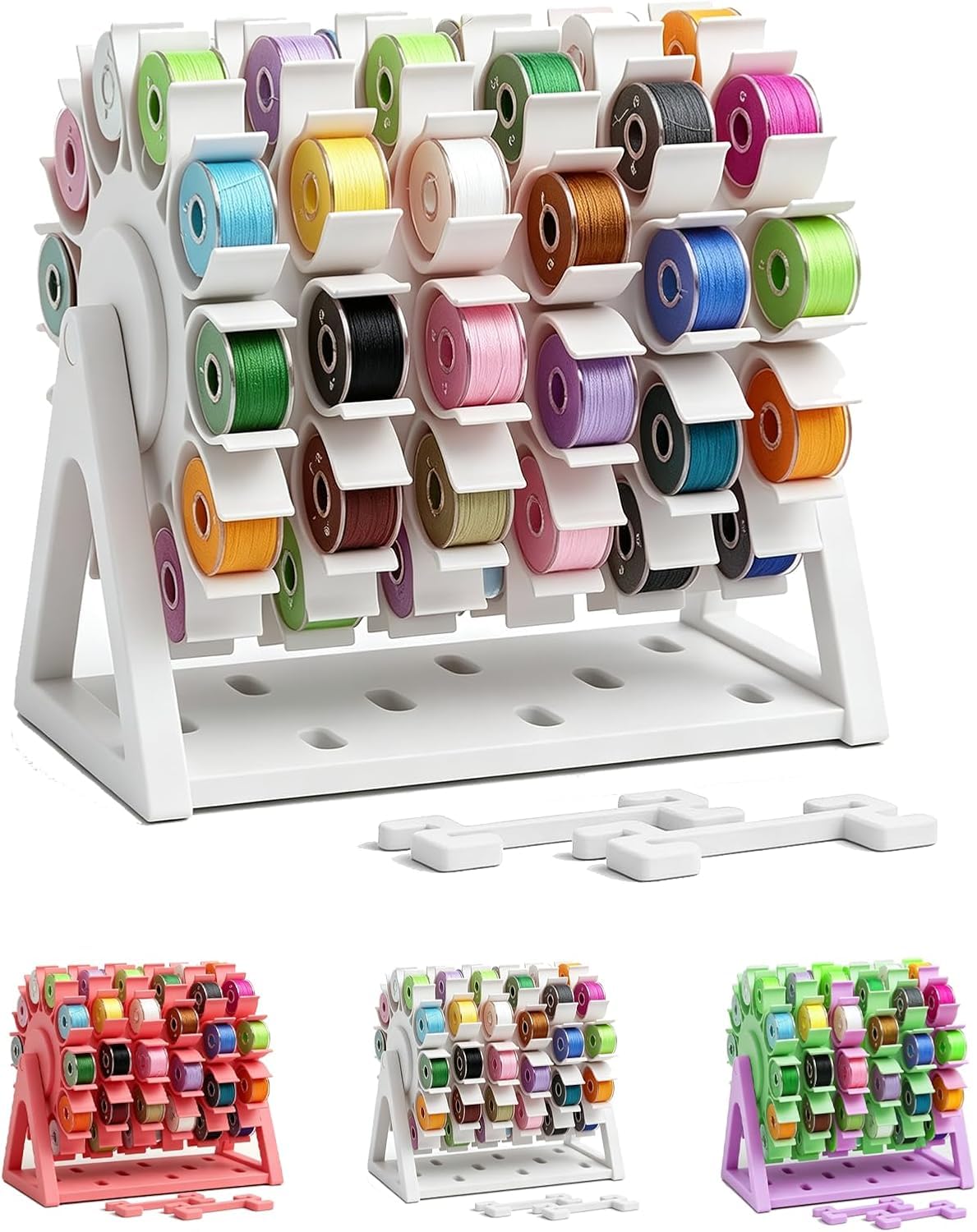 Rotating Bobbin Thread Organizer 60 Hole Thread Spool Holder 3D Printed Tangle Free Thread Rack For Quilting Embroidery Sewing Craft Projects