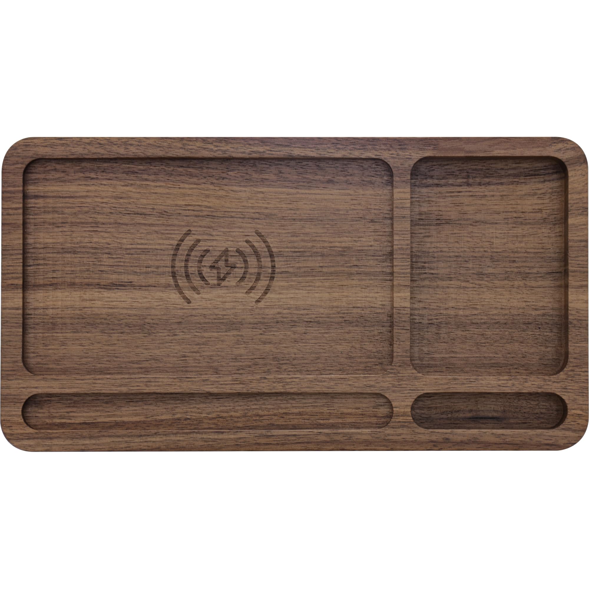 InLine® WoodCharge Organizer - Stazione di ricarica wireless Qi in legno di noce, organizer da scrivania con LED, 3 bobine, USB-C, Wireless Charger, 33392Y