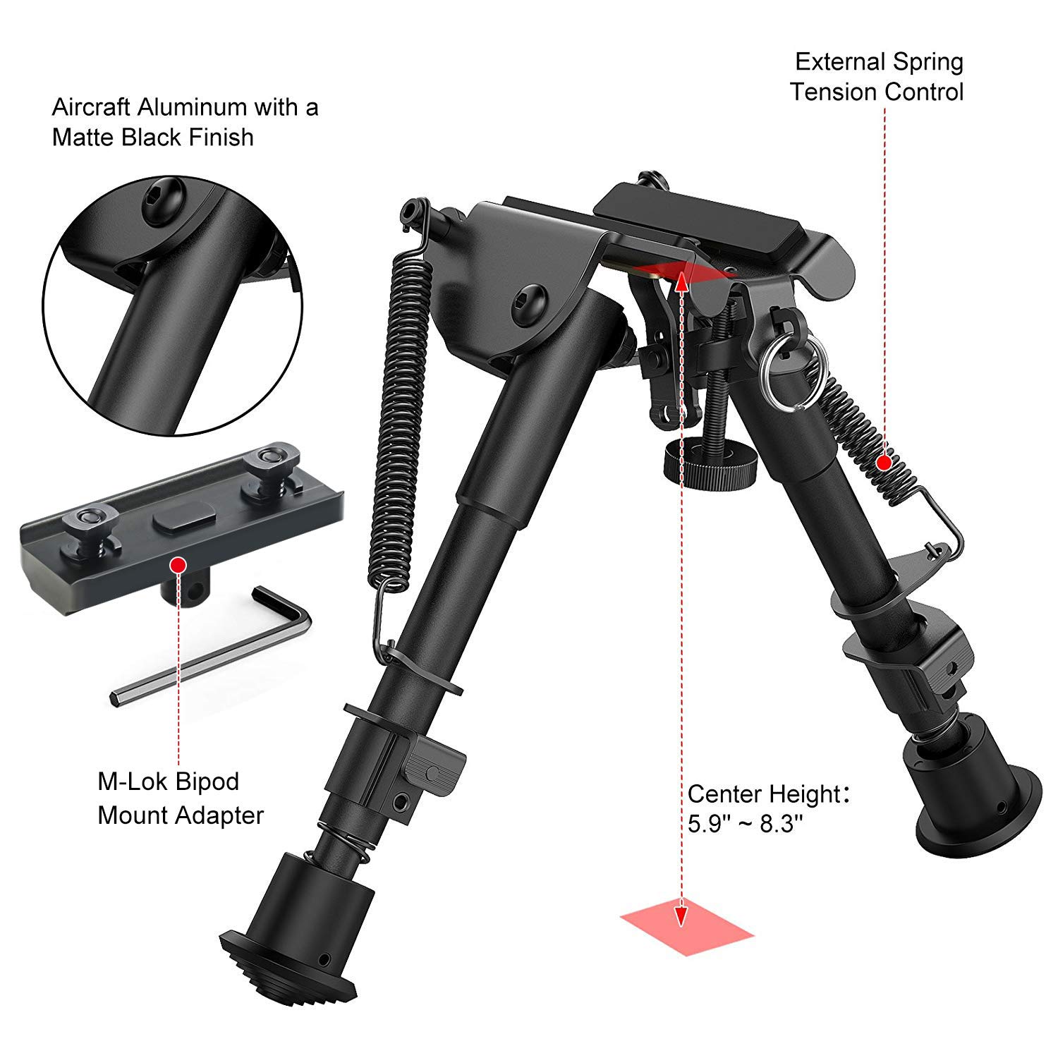 Buy XAegis 2 in 1 Bipod 6 Inch to 9 Inch Adjustable Rifle Bipod with
