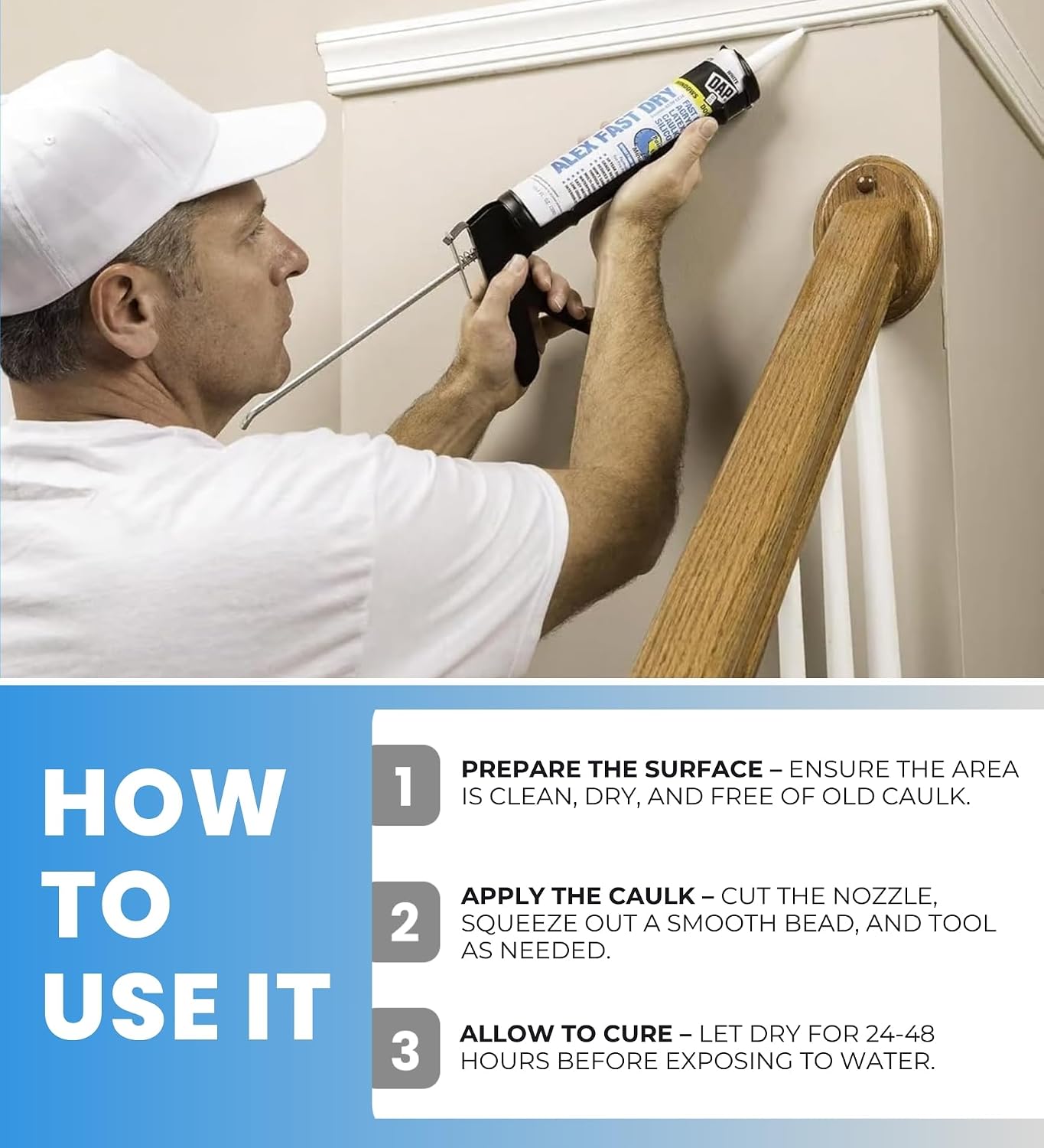DAP Alex Flex Premium Molding and Trim Sealant 10.1 oz Bundle with Microfiber Cloth - High-Performance Caulk for Trim, Molding, and Baseboards - Indoor/Outdoor Use - White - (3 Items)