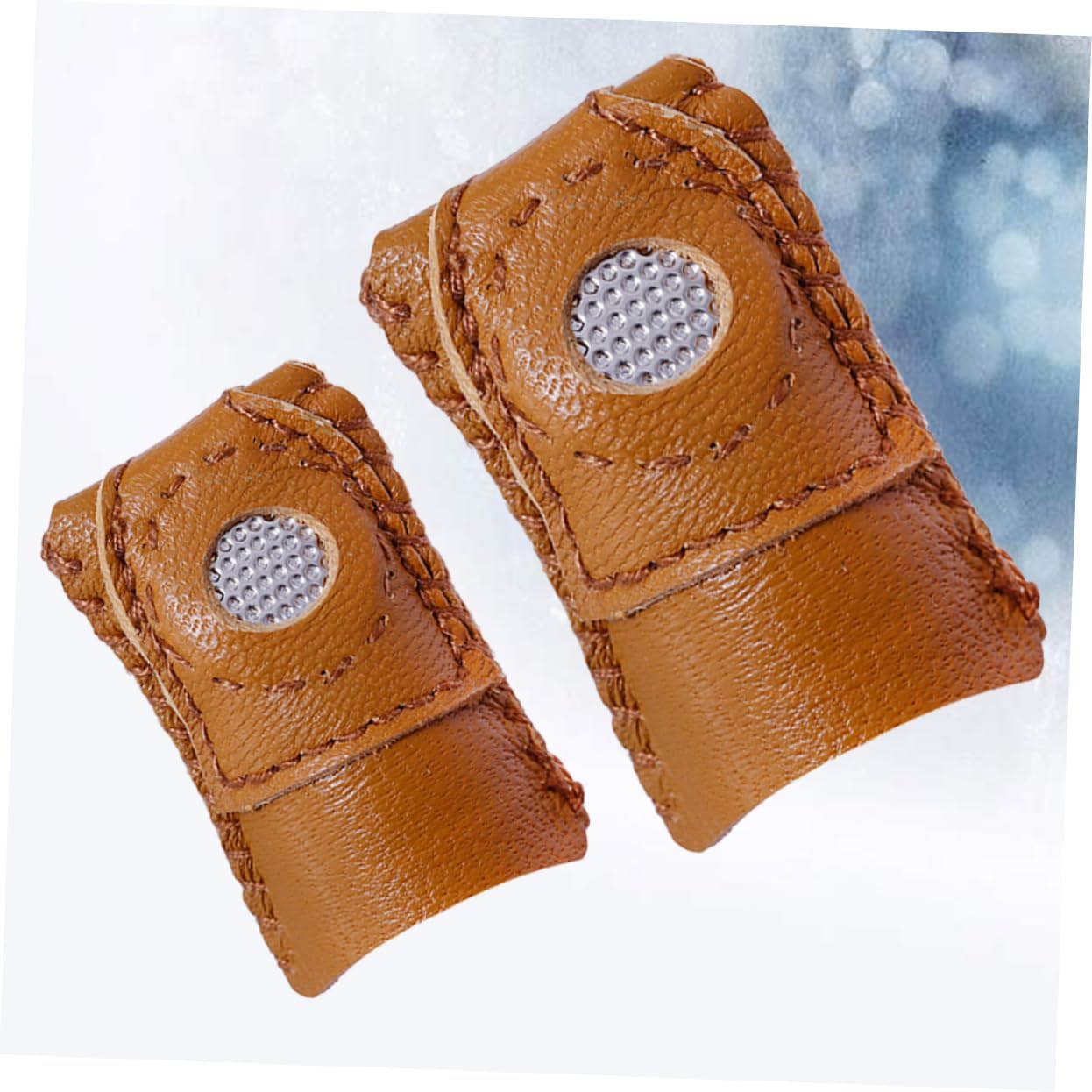 STOBOK 4pcs Thimble Finger Covers Comfortable Sheepskin Protector for Sewing Embroidery and Crafts for Enhanced Finger Safety