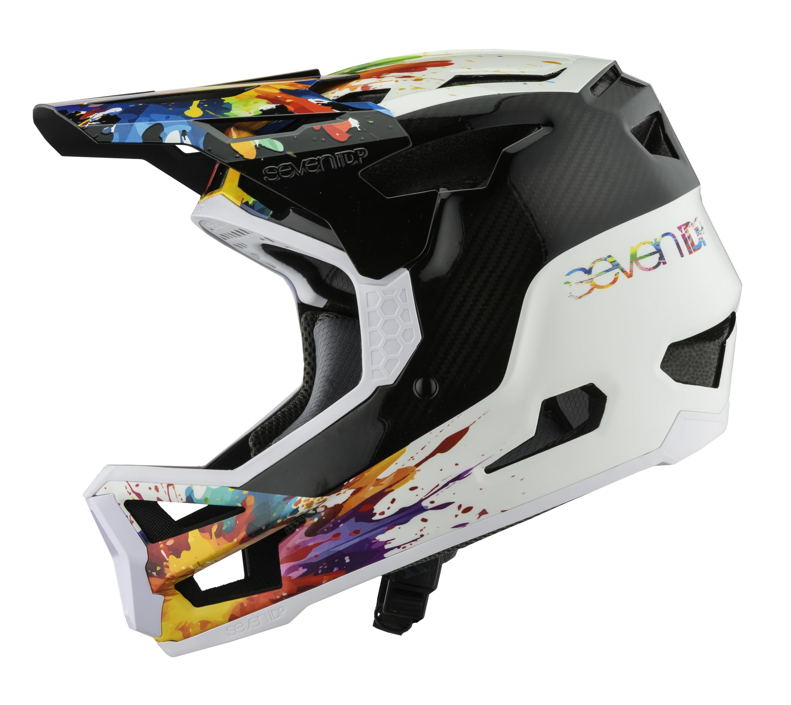 7iDP Project 23 Carbon Full-Face MTB Helmet – Lightweight, 23 Vents, SERT Impact Protection, Fidlock Buckle – Downhill & Enduro Ready (LTD. ED. Splatter, XL/XXL)