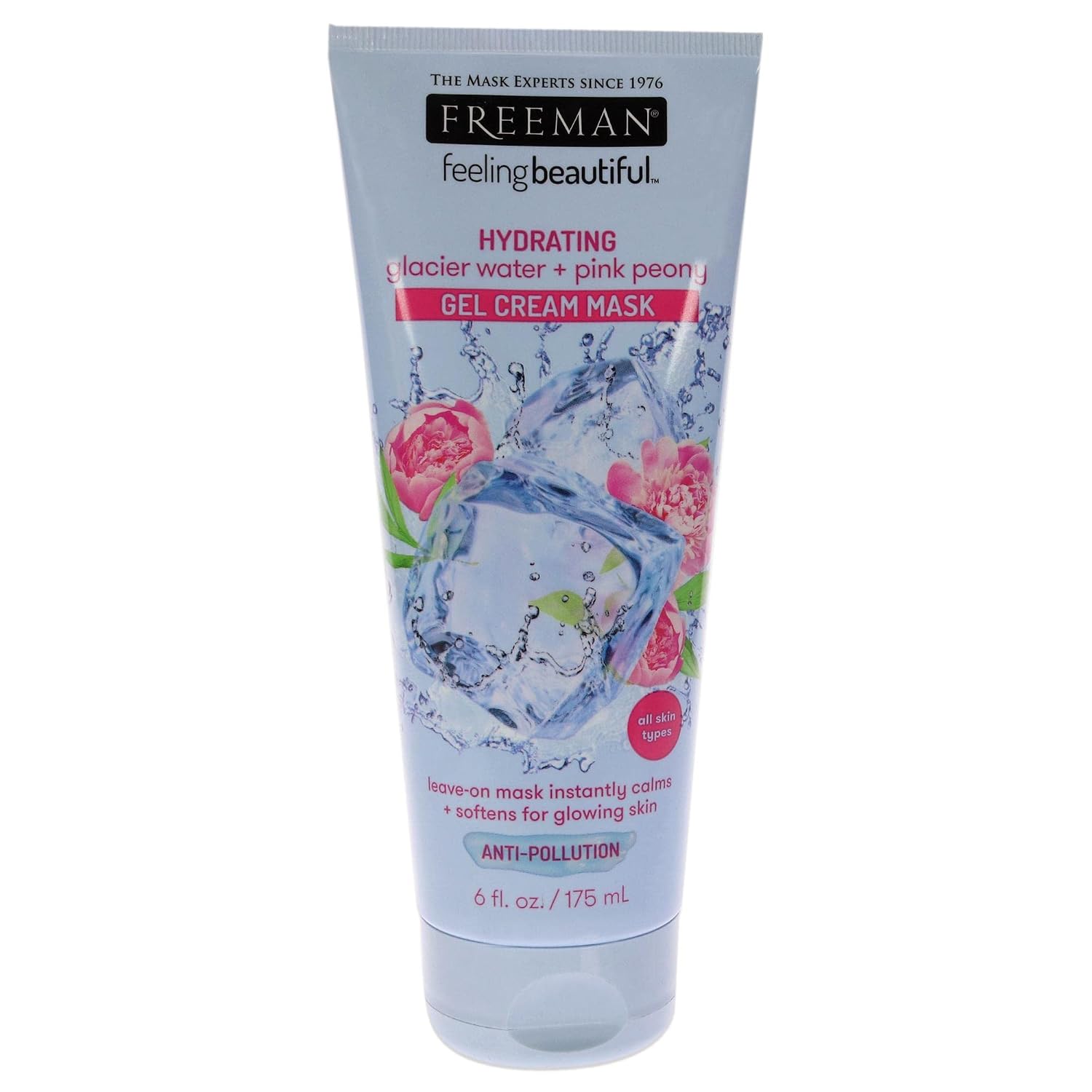 Glacier Water and Pink Peony Hydrating Anti Pollution Gel Cream Mask by Freeman, 6 Oz (Pack of 1)