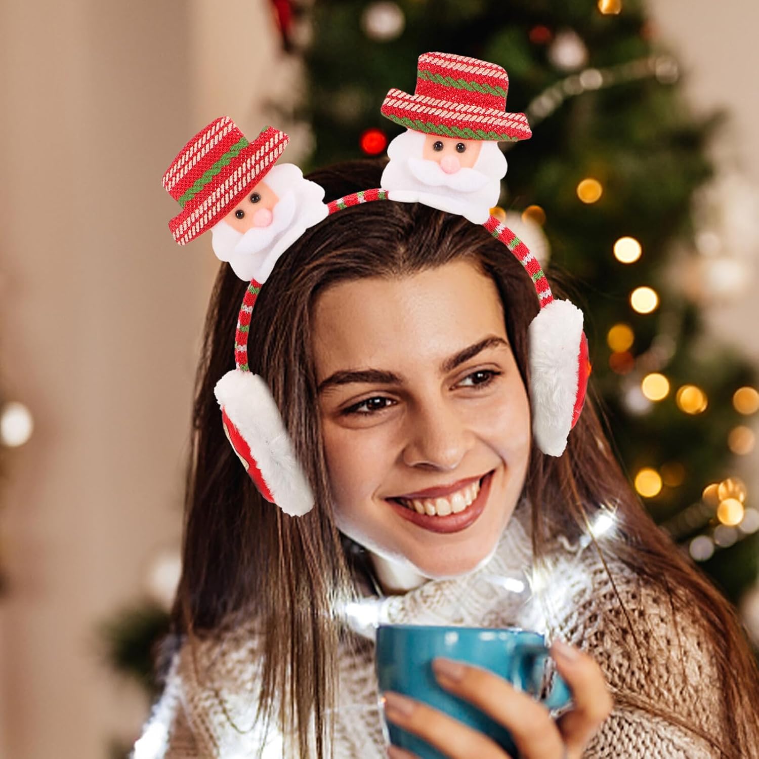Christmas Earmuffs Cartoon Ear Warmers Winter Outdoor Earmuff Cover for Women Elderly Party Accessories