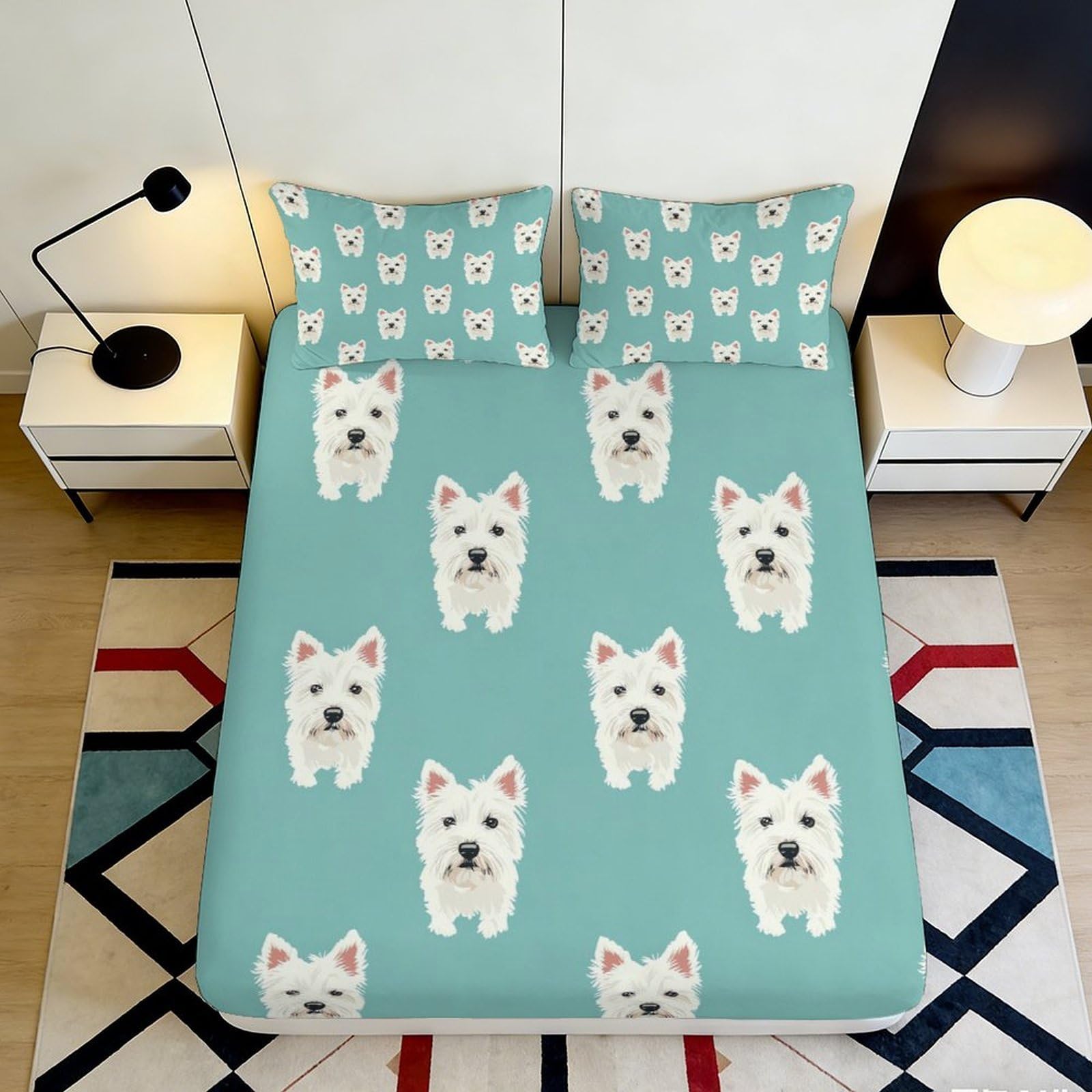 Jqzkxnhpbr Style-10 3D Printed French Bulldog Pattern Fitted Sheet Microfiber Blue Bed Cover Anti-Slip Easy Care For Bedroom Guestroom 90X200x25cm