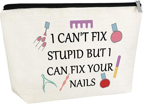Nail Technician Gift Nail Artist Appreciation Gift for Women Makeup Bag Manicurist Gifts Graduation Gifts Cosmetic Bag Nails Lovers Present Christmas Birthday Present for Her Zipper Travel Pouch