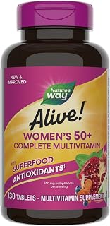 Nature's Way Alive! Women's 50+ Complete Multivitamins, Supports Healthy Heart, Brain, Bones*, Superfood Antioxidants(1), B-Vitamins, Gluten Free, 130 Tablets (Packaging May Vary)