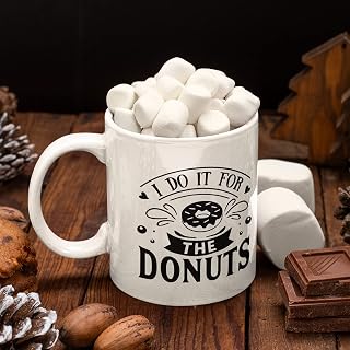 I Do It For The Donuts Mug Novelty Personalised Funny Gift Cup Birthday Woman Man Gym Fitness Workout Exercise