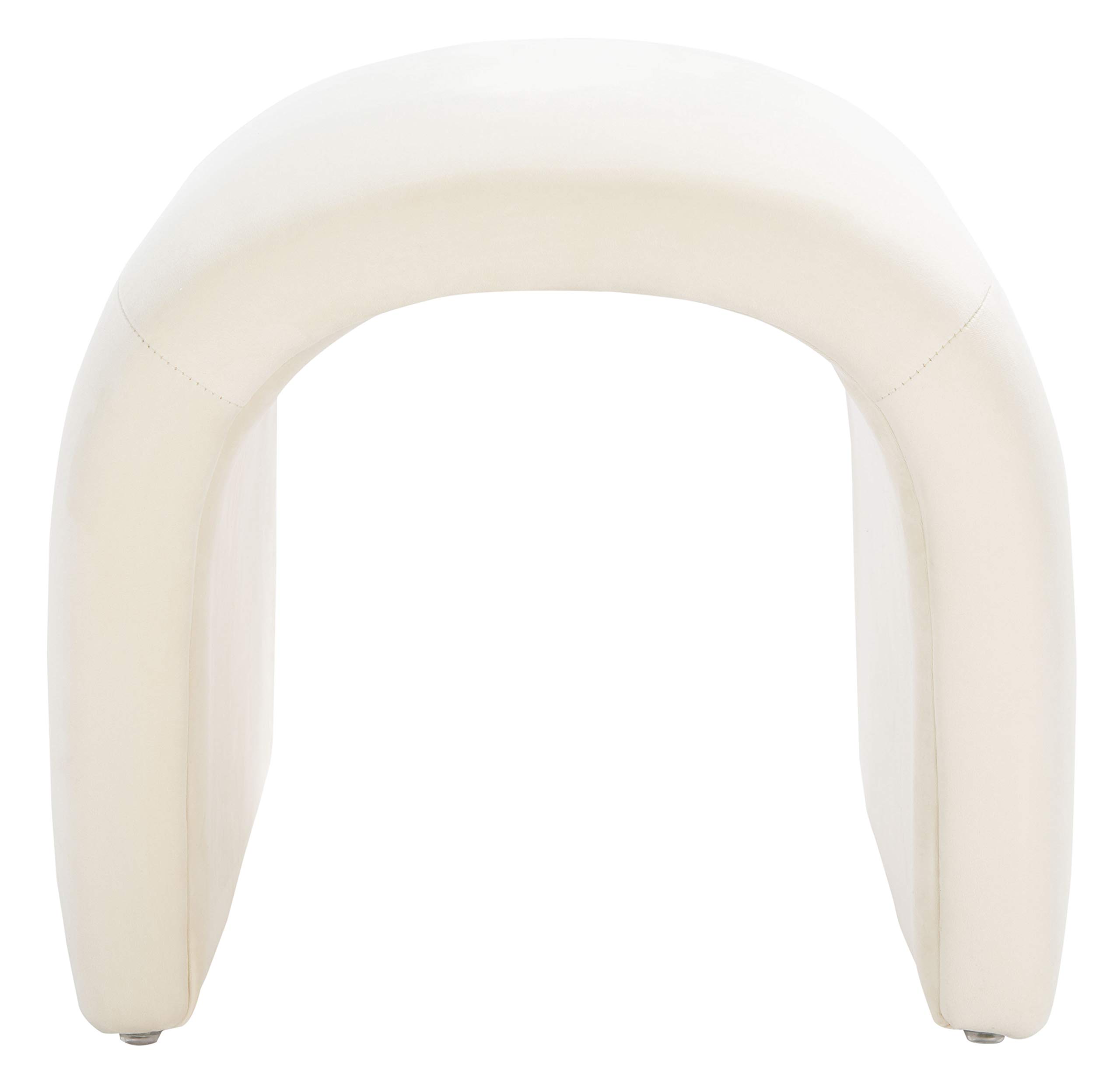 Safavieh Home Collection Kibo Modern Waterfall Cream Velvet Ottoman (Fully Assembled)