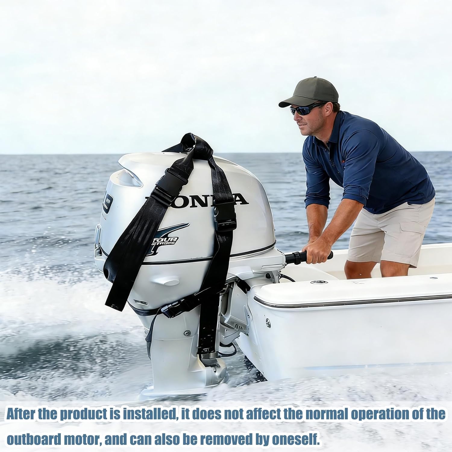 Outboard Motor Hoist Harness, for 2 HP to 30 HP Outboard Engine, High Strength Lift Straps, Universal Outboard Motor Tote Suitable for Most Outboard Engine Models