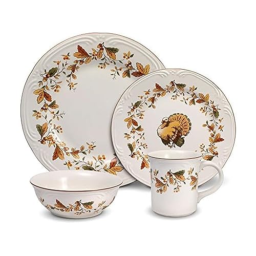 Pfaltzgraff Autumn Berry 16 Piece Dinnerware Set, Service for 4,