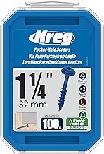 SML-C125B-100 Blue-Kote Weather Resistant Pocket Screws, 1 1/4 Inch, #8 Coarse Thread, Maxi-Loc Head, (100 Count)