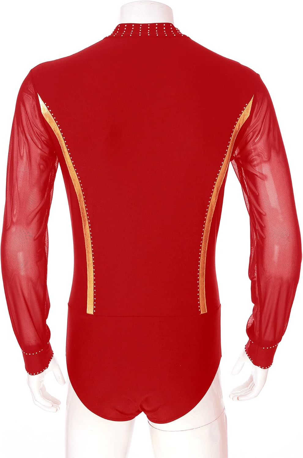 iiniim Men's Shiny Rhinestone Deep V Neck Latin Tango Dance Shirt Leotard Ballroom Dance Costume