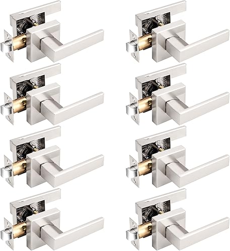 Miniatura 3 de Probrico Manijas de puerta cromadas pulidas, función de paso de pasillo y armario, manijas de puerta de estilo moderno, manija cuadrada para