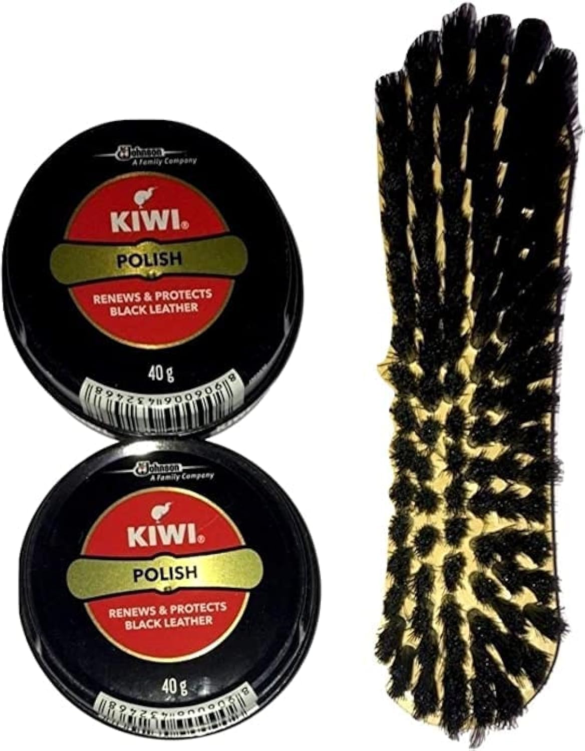 MART Kiwi Shoe Polish Paste Black(2) 0.2 fl oz with Kiwi Leather Shine Brush