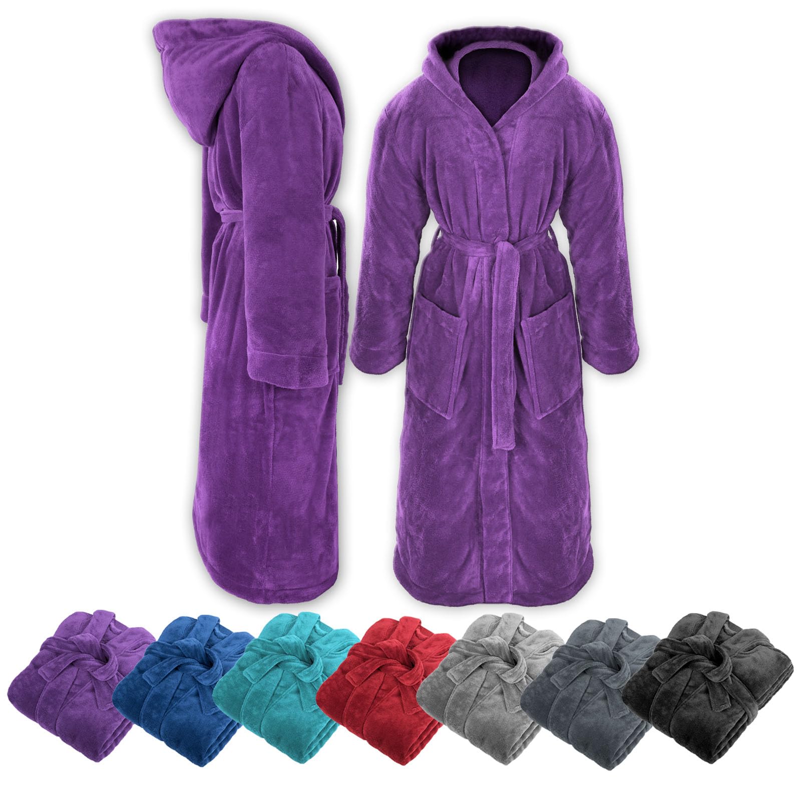Image secondaire de Peignoir de Bain à Capuche en Polaire Douce Gräfenstayn - Unisexe, Tailles S-XXXL, Violet