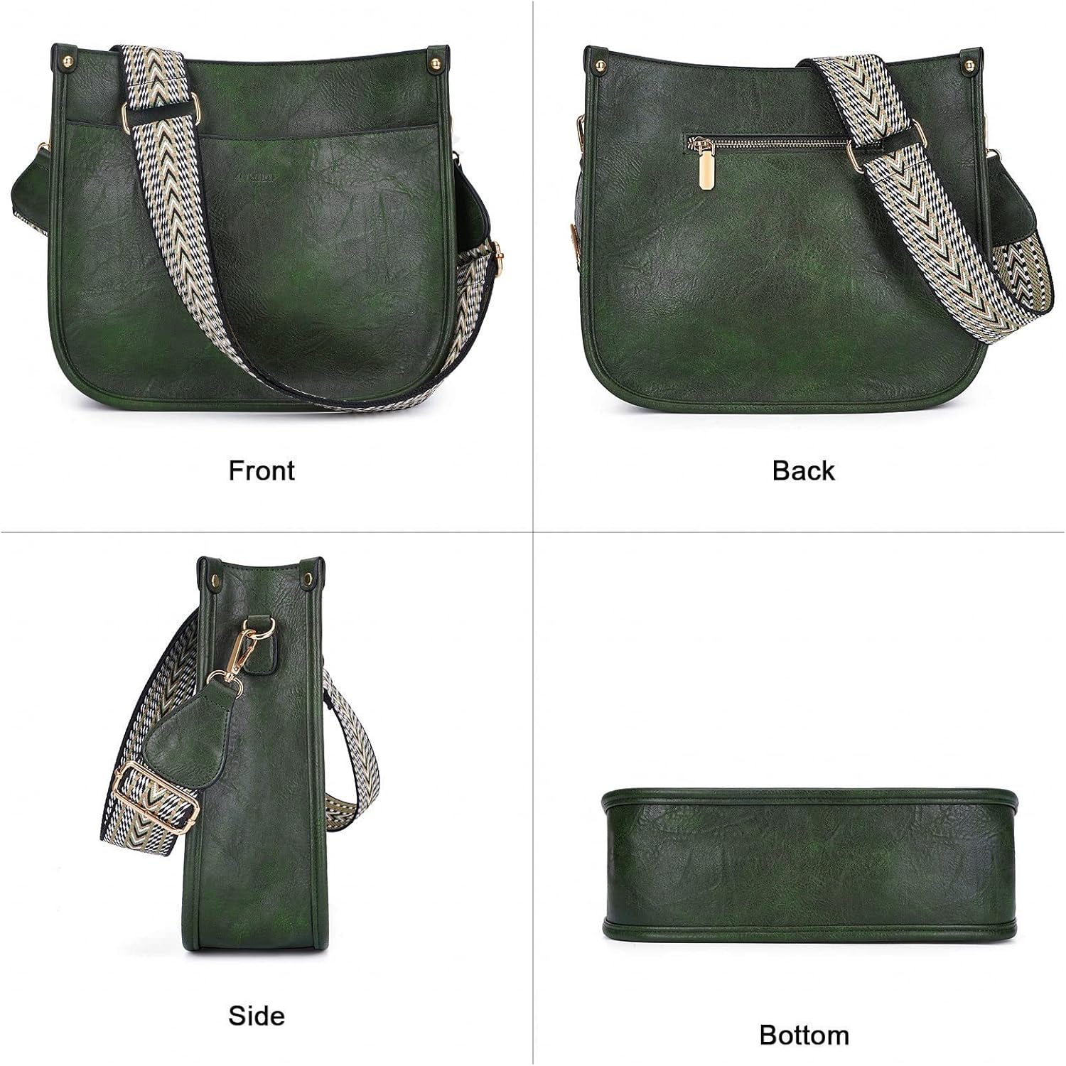 HKCLUF Crossbody Bags for Women Trendy Vegan Leather Hobo Handbags With 2PCS Adjustable Guitar Strap Shoulder Bucket Bags - Image 7