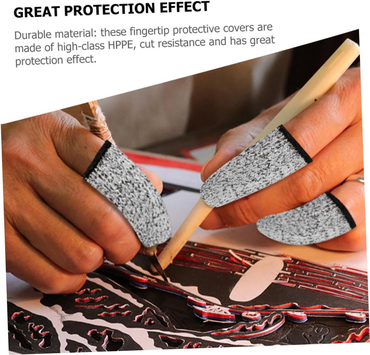 Mobestech Sets Protective Fingertip Sleeves Cut Resistant Finger Protectors Reusable for Men Comfortable Material for Kitchen Garden Craft Work Pairs