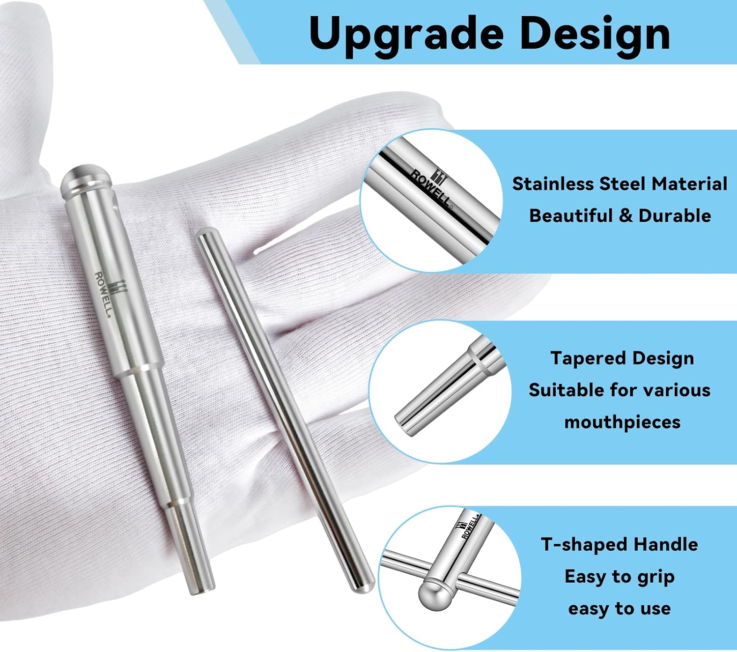 ROWELL Trumpet Mouthpiece Truing Tool Stainless Steel Repair Tool for Fixing Dented/Mishapen Trumpet & Trombone Mouthpieces Mouthpiece Maintenance image 3