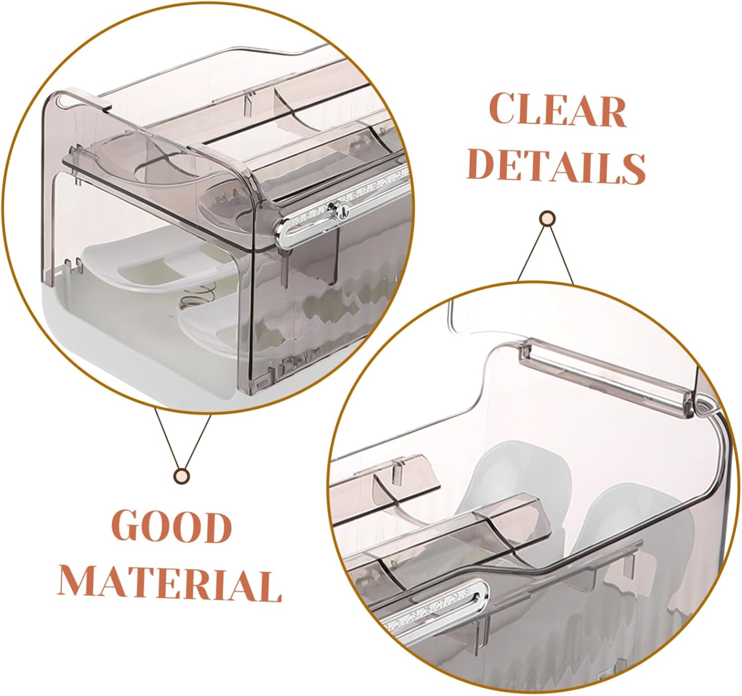 VALICLUD Egg Storage Box for Rolling Egg Holder Organizers Large Space Empty Fridge Egg Organizer Chicken Refrigerator Shape Organiser Eggs Reusable Type Saving Egg Holder Fridge Grey Pp