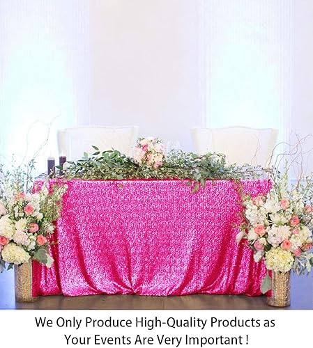 Miniatura 2 de ShinyBeauty Mantel de lentejuelas brillante de 60x102 pulgadas color fucsia - Rosa brillante con purpurina para bodas, cumpleaños, decoraciones de