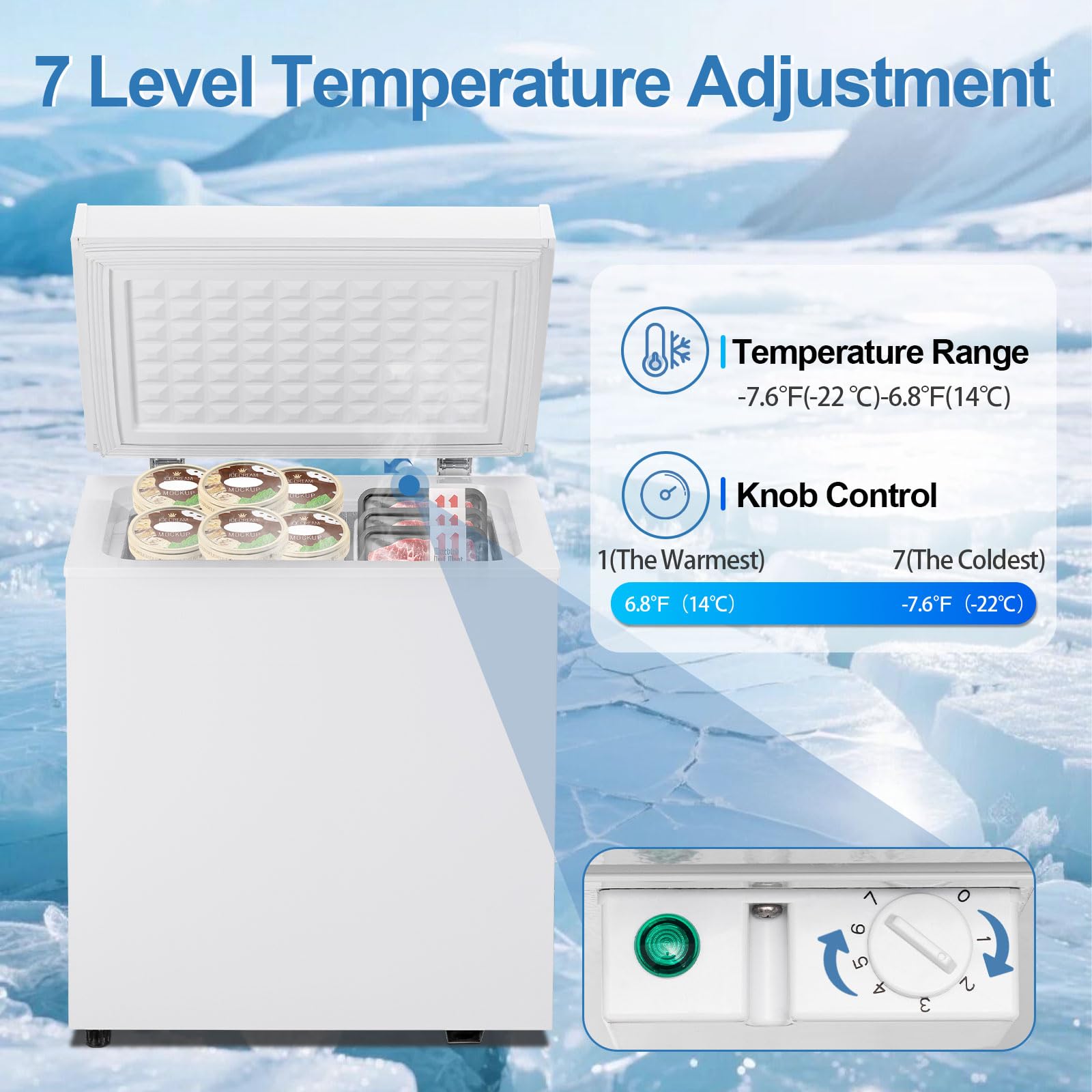 Erivess 2.0 Cu.Ft Chest Freezer - Compact Deep Freezer with Removable Basket, Energy Efficient & Quiet Top Door Design, Mini Freezer Adjustable 7 Thermostat, for Home, Apartment, Garage, Dorm (White) on Fridge.com