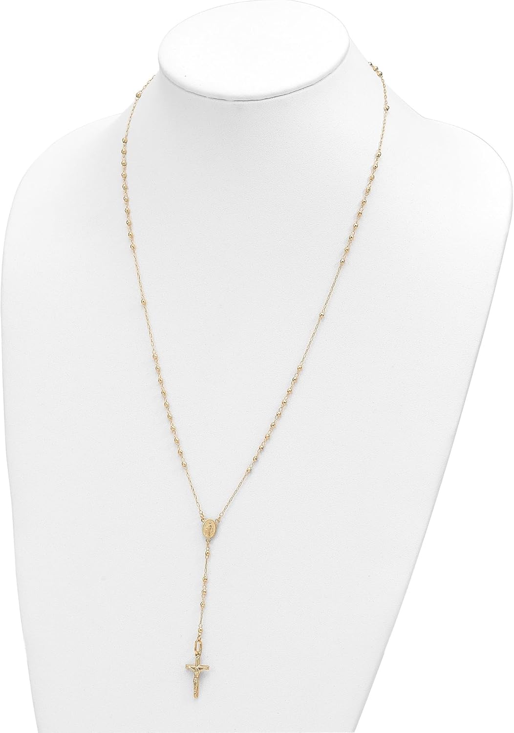Diamond2Deal 14K Yellow Gold Polished Faceted Beads Rosary Necklace