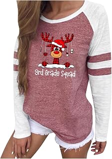 Women Stretch Tops with Hood Cute Pattern Printed Xmas Sweatshirt Classic Jumper with Pockets Ugly Xmas Street Hoodies Crewneck Leisure Tops Baggy Tunic Sweatshirt