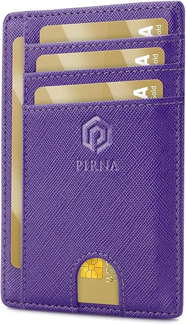 Portfel Damski Mały, Smukły, Lekki, Minimalistyczny Etui na Karty, Blokowanie RFID, Portfel Męski Slim, Small Wallet, Świetny Pomysł na Prezent Pudełko - Purpura Królewska