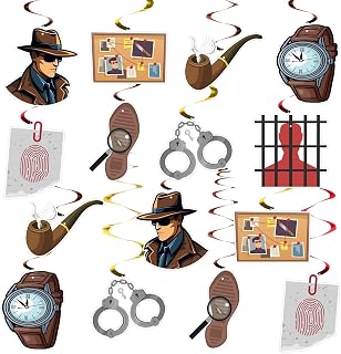 Detective Themed Hanging Swirls, Detective Birthday Ceiling Streamers, Detective Decor, Crime Scene Decorations, Detective Party Decorations, 16PCS