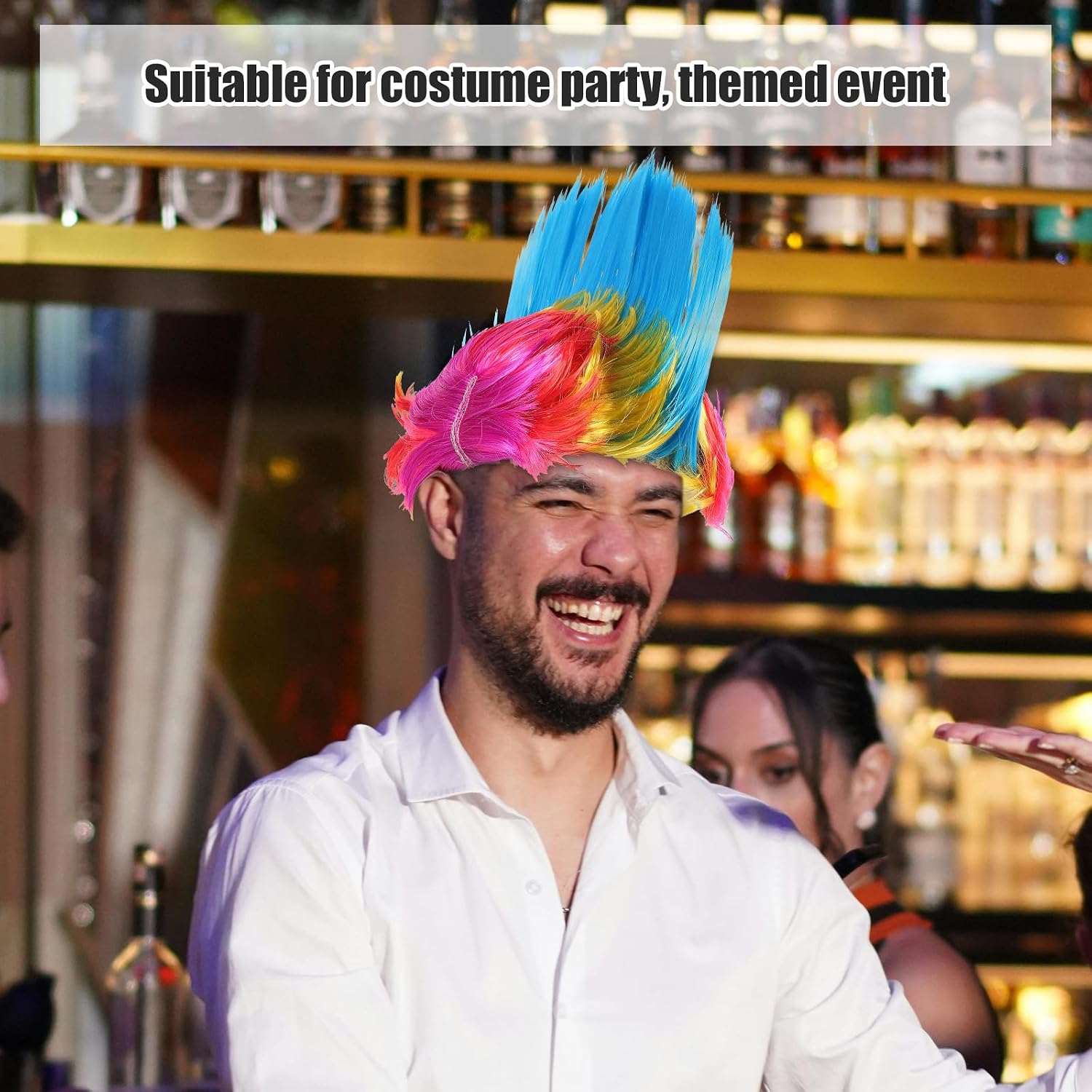 Colorful Punk Cockscomb Wig for Men Masquerade Party Cosplay Halloween Costume Accessory Random Color Random Color