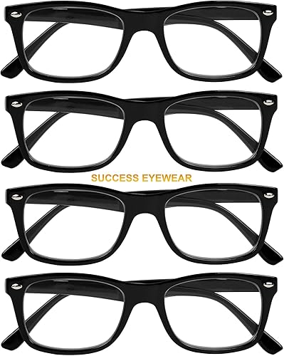 Miniatura 2 de Success Eyewear Reading Glasses Set of 4 Black Quality Readers Spring Hinge Glasses for Reading for Men and Women