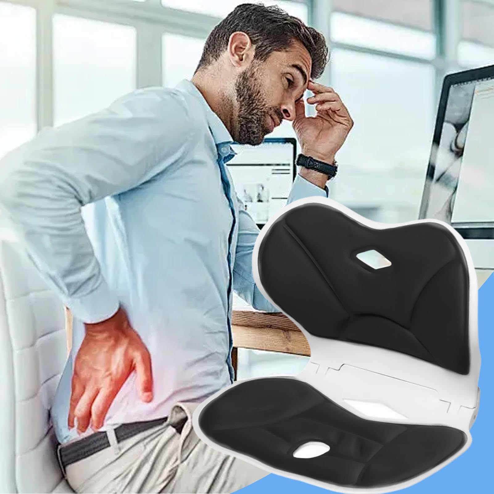 Cojín de Asiento para Silla Almohada de Soporte Lumbar | Almohada Portátil, Almohadilla Cómoda para en Coche, Camión, Hogar, Trabajo, Conducción, Avión, Estadio, Silla de Ruedas,